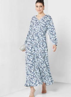 Buy Floral Print Belted Shirt Dress in UAE