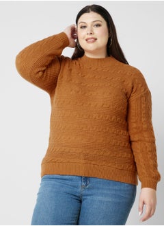 Buy Textured Detail High Neck Sweater in UAE