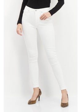 اشتري Women Skinny Fit Solid Non Stretcher Jean, White في الامارات