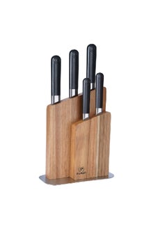 Buy 6-Piece High Quality Wooden Stand Knife Block Set Multicolor 36.3 x 11 x 26.5 cm 186W64601 in Saudi Arabia