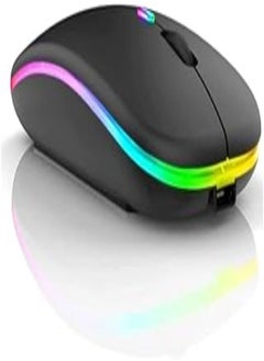 اشتري Wireless Rechargeable Wireless Led Rgb Ergonomic Ambidextrous Compact Mouse Compatible with Macbook Windows Mac Notebook Computer Silent Mavife (Black) في مصر