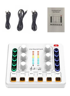 Buy M8 Sound Card DSP Chip Twelve Ambient Sounds Four Kinds Of Sound Changes Live Broadcast DJ Mixer Music Recording Guitars TikTok Facebook YouTube USB Bluetooth White in Saudi Arabia