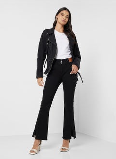 Buy High Waisted Jeans With Split Hem in UAE