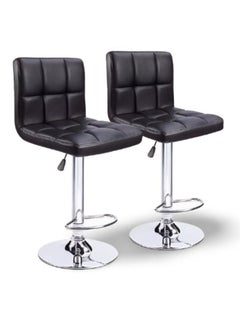 Buy 2 Piece Modern Height Adjustable Chair , Bar Chair , Bar Stool Set Leather Padded Stool Black/Silver1 in UAE
