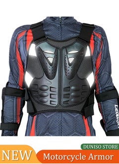 اشتري Adjustable Motorcycle Armor Suit with Reflective Stripe,Mountain Bike Cyclecross Chest Protect Gear,Motorbike Protective Jacket with Chest Back Spine Armor Elbow Protection Pad for Motocross Cycling Skateboarding,Black في السعودية