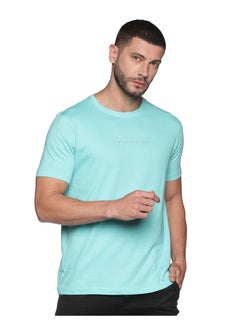 اشتري Simple and Rare Cotton Crew T-Shirt Aqua Green في الامارات