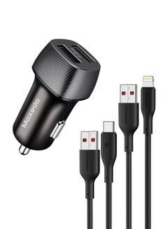 Buy Moxedo 3.4A Dual USB-A Ports Car Charger  with 2 Cables in UAE