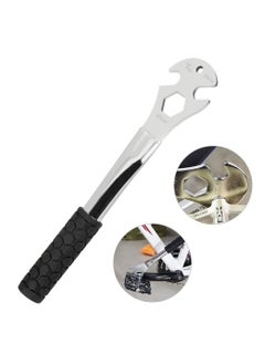 اشتري Pedal Spanner Bike Pedal Wrench Three-in-one Function Bicycle Pedal Spanner 24mm Front and Rear Axle Spanner Pedal Install Spanner Repair Tool with Anti-Skidding Long Handle (Silver) في الامارات