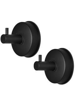 Buy Suction Cup Hooks for Shower Towel Holder Stainless Steel Vacuum Bathroom Shower Hook Suction Washcloth Hanger Kitchen Towel Rack for Robe Loofah Wreath Glass Door Window Wall Brushed Black 2Pcs in UAE