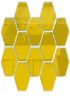 Buy 12pcs Hexagonal Gold Mirror Like Wall Sticker Decor in Egypt