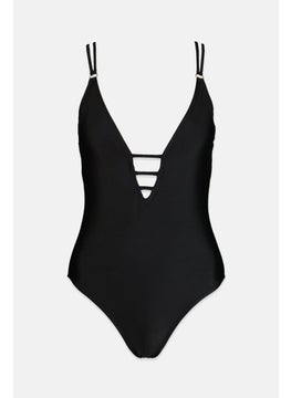 Buy Women One Piece Strappy Swimwear, Black in Saudi Arabia