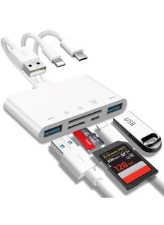 Buy 5-in-1 Memory Card Reader, USB OTG Adapter & SD Reader for iPhone/iPad, C and A Device, SD/Micro SD/SDHC/SDXC/MMC in Saudi Arabia