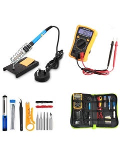 اشتري 15Pcs Soldering Iron Kit Multifunction Adjustable Temperature Welding Tool Set for Various Repair with Case 60 W في الامارات