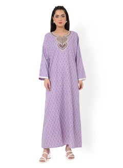 اشتري ELEGANT EMBROIDERED AND PRINTED VIOLET COLOUR STYLISH ARABIC KAFTAN JALABIYA DRESS في الامارات