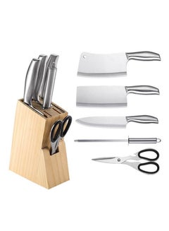 Buy 5 Piece Kitchen Knife Set with Stand YG-607-1 Silver/Black in Saudi Arabia