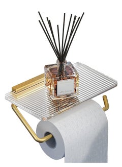 Buy Toilet Paper Holder Wall Mount Bathroom Paper Roll Holder Rustproof Acrylic Aluminum Toilet Tissue in UAE