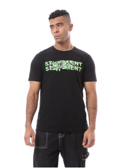 اشتري Printed "Statement" Black Short Sleeves Tee في مصر