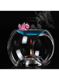 اشتري Clear Glass Tealight Candle Holder Oil Burner Essential Oil Burner by Scented Wax Melt Warmer Round Votive Candle Holders Aromatherapy Aroma Diffuser for Spa Yoga Bedroom and Home في الامارات