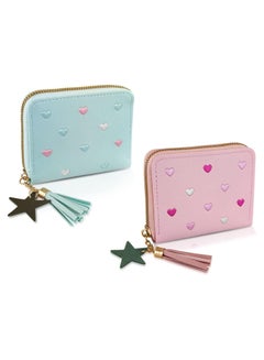Buy Ladies Purse Wallet, PU Leather Purse Lady Credit Card Holder with Star Pendant, Solid Color Wallet in UAE