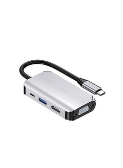 اشتري SYOSI 4 in 1 USB Type C Hub Splitter Station,  Docking Dongle Multiport Adapter, Have UHD HDMI 4K@30Hz, VGA 1080P@60Hz, USB 3.0, USB C Fast Charging, 5Gbps Compatible with MacBook, iPad, Samsung, De في السعودية