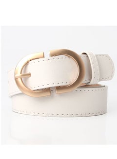 Buy Ladies With A Jacket Simple Waist PU Leather Belt 105cm White in UAE