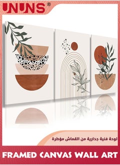 اشتري Boho Wall Art Prints,Set Of 3 Boho Wall Decor,Mid Century Modern Wall Art,Natural Framed Canvas Prints Artwork For Living Room Bathroom Bedroom Wall Decor في الامارات