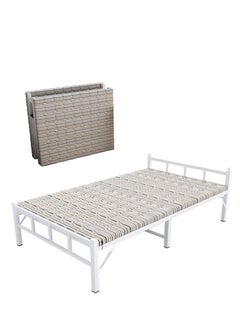 Buy Portable Folding Bed Spare Bedroom Office Outdoor No Assembly Bed 188*90*45cm grey Folding Bed with Mattress in Saudi Arabia