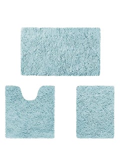 Buy Tycom Bathroom Rugs Bath Mat Non Slip Fluffy Soft Plush Microfiber Shower Carpet Rug Washable Non-Slip Carpet Mat for Bathroom Floor 50 By 80 CM Long 3 Packs Light Blue. in UAE