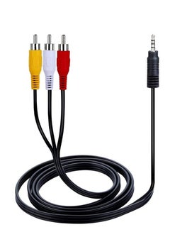 اشتري DKURVE® 3.5mm to 3 RCA Male Plug to RCA Stereo Audio Video Male AUX Cable Cord, 3.5 mm to RCA AV Camcorder Video Cable 1.5 M في الامارات