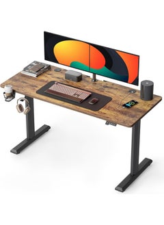 Buy Multifunctional Adjustable Height Gaming Desk with Remote, Handle Rack, Cup Holder, USB Socket and Headphone Hook 120 CM in UAE