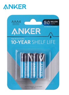 Buy Anker AAA Alkaline Batteries 4-Pack, Blue/Black in UAE