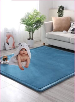 Buy Nursery Rug Coral Velvet Crawling Rugs Mat Area Rugs Play Crawling Mat for Toddler Children Play Mat Yoga Mat Exercise Pads Carpet Blue 150*200 in Saudi Arabia