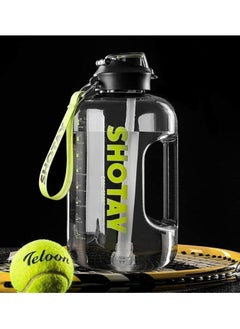 Buy Healthy plastic water bottle 1500 ml, with removable straw used for travel,gym, fitness, outdoor sports, home, school, gym, yoga & office-black in Egypt