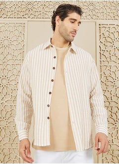 Buy Striped Button Down Collar Shirt in Saudi Arabia