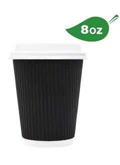 Buy Pack of 20-Piece 8 ounce Black Rippled Paper Disposable Coffee/Tea Cups with Lids Hot & Cold Beverage for Event Wedding Party and Office use in Saudi Arabia