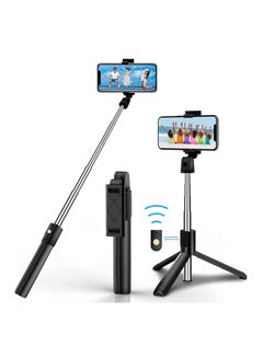 Buy Selfie Stick Tripod, Extendable 3 in 1 Aluminum Bluetooth Selfie Stick with Wireless Remote and Tripod Stand for iPhone 13/13 Pro/12/11/11 Pro/XS Max/XS/XR/X/8/7, Samsung Smartphones, Black in UAE