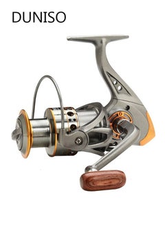 اشتري Spinning Fishing Reel Wheel 5.2:1 Gear RatioFull Metal Wear Resistant with Wooden Handle Anti-Slip Wheel Grip for Seawater Freshwater-5000 في الامارات