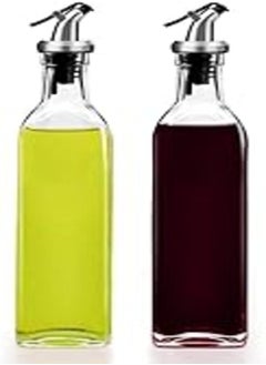 اشتري KASTWAVE Glass Oil-Vinegar Dispenser Bottle,Olive Oil Bottles,BPA Free Stainless Steel Leak-Proof Cork,Transparent Oil Pourer and Holder(500 ml, Pack of 2) في مصر