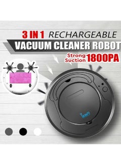 Buy 1800PA Multifunctional Smart Floor Cleaner, 3-in-1 Auto Rechargeable Smart Sweeping Robot Dry Wet Sweeping Vacuum Cleaner Strong Suction Robot Cleaner for Home Office (Black) in Saudi Arabia