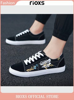 Buy Men's Casual Canvas Low Top Sneakers Classic Lace Up Lightweight Breathable Shoes Fashion Comfortable Flat Shoes in UAE