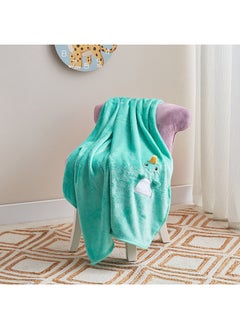 Buy Playland Dino Animal Embroidery Flannel Throw 100 x 100 cm in Saudi Arabia