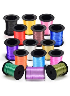 اشتري Curling Ribbon (Bulk 15 Mini Rolls) Assorted Colors Curly Ribbon For Gift Wrapping 2X2 Inches Wide Role Thin Craft Ribbon Fabric Ribbon Kit For Hair Balloons Florists Flowers 60 Ft Each في الامارات