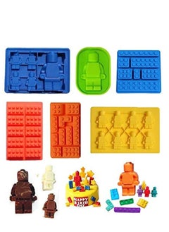 اشتري 6 Packs Random Color Building Brick Candy Robot Mold Chocolate Mold Set Silicone Block Mould Molds Ice Cube Trays في السعودية