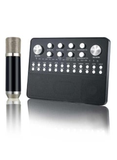 اشتري Sound Card with Wireless Microphone and Free Monitoring All-in-One Podcast Live Streaming Studio Kit في السعودية