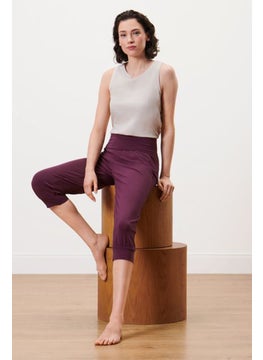 Buy Women Comfort Fit Yoga Crop Pants, Plum in UAE