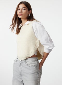 Buy Stone Buttoned Knitwear Sweater TWOAW25SV00013 in Egypt