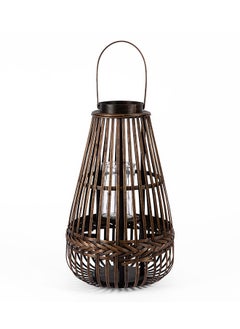 Buy Bamboo Lantern with Tall Handle, Brown - 30x50 cm in UAE