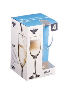 Buy Tulip Flute Glass, Clear - Set of 4 in UAE