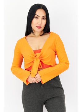 Buy Women Textured Beachwear Top, Orange in UAE