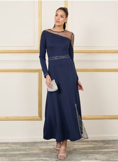 اشتري Embellished Mesh Insert A-Line Maxi Dress في السعودية